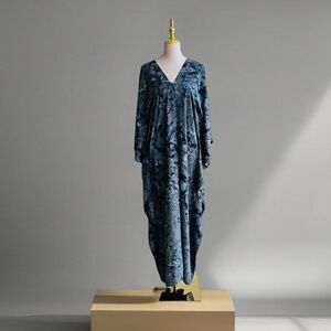 0020/ Dark Greyish Shibori  Tie dye Kaftan